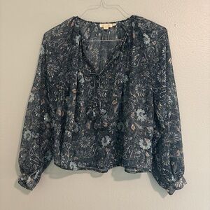 Anthropologie Navy Floral Blouse